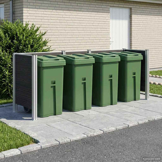 vidaXL Garbage Bin Fence Grey 315 x 85 x 115 cm Aluminium and WPC