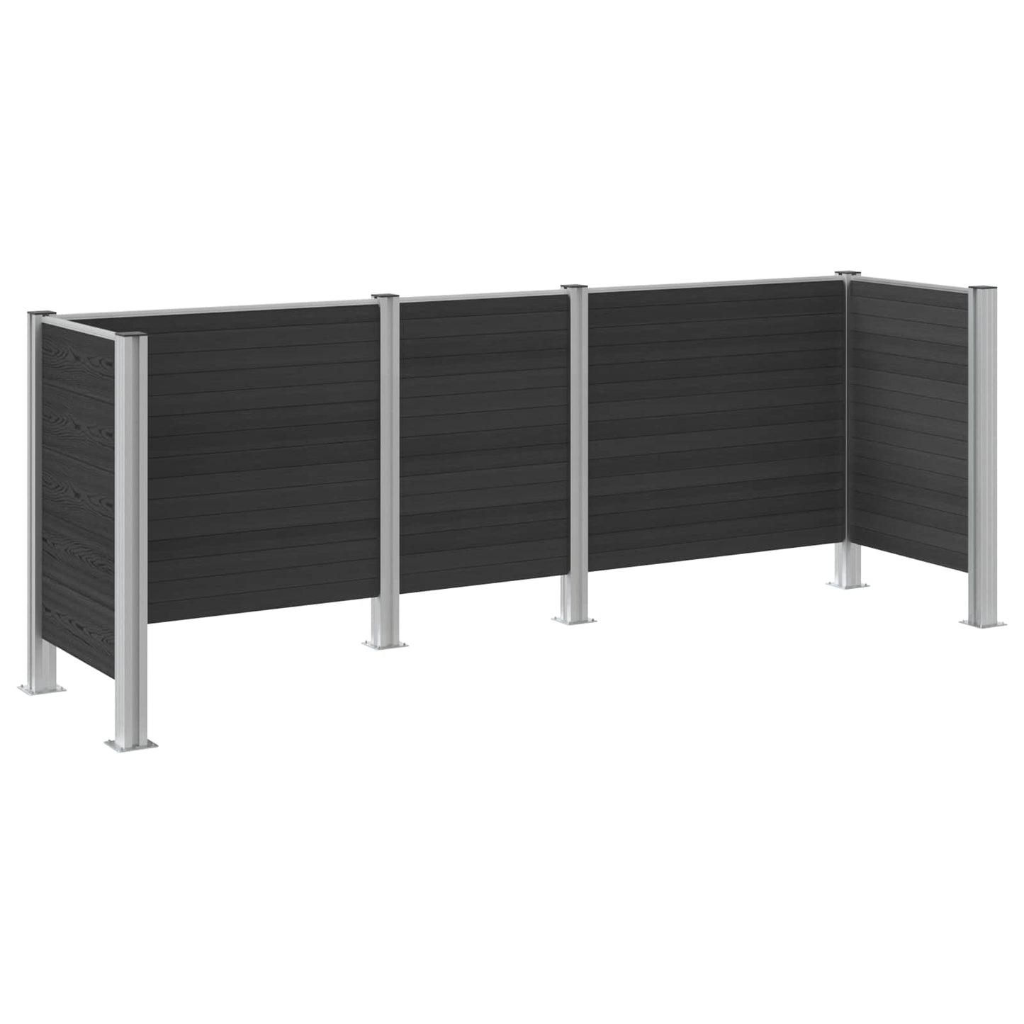vidaXL Garbage Bin Fence Grey 315 x 85 x 115 cm Aluminium and WPC
