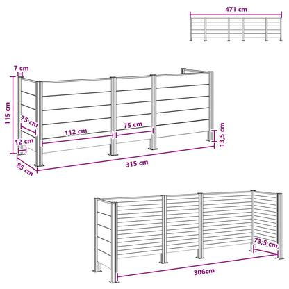 vidaXL Garbage Bin Fence Grey 315 x 85 x 115 cm Aluminium and WPC