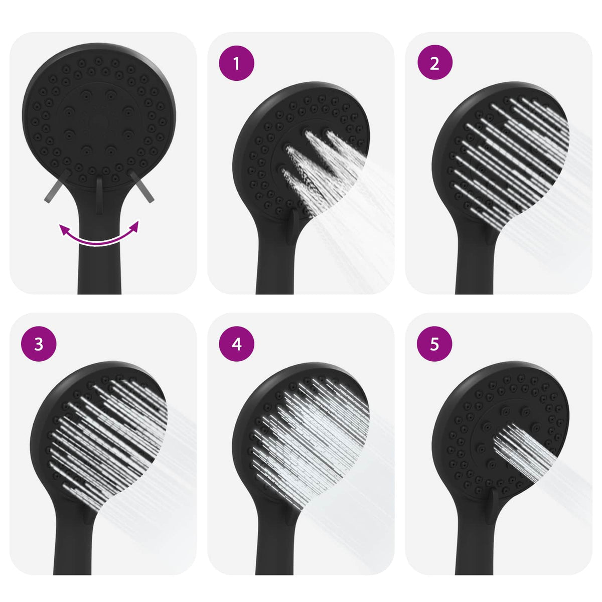 vidaXL Shower Head Set Black 150 cm Stainless Steel