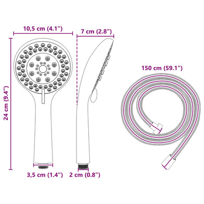 vidaXL Shower Head Set Black 150 cm Stainless Steel