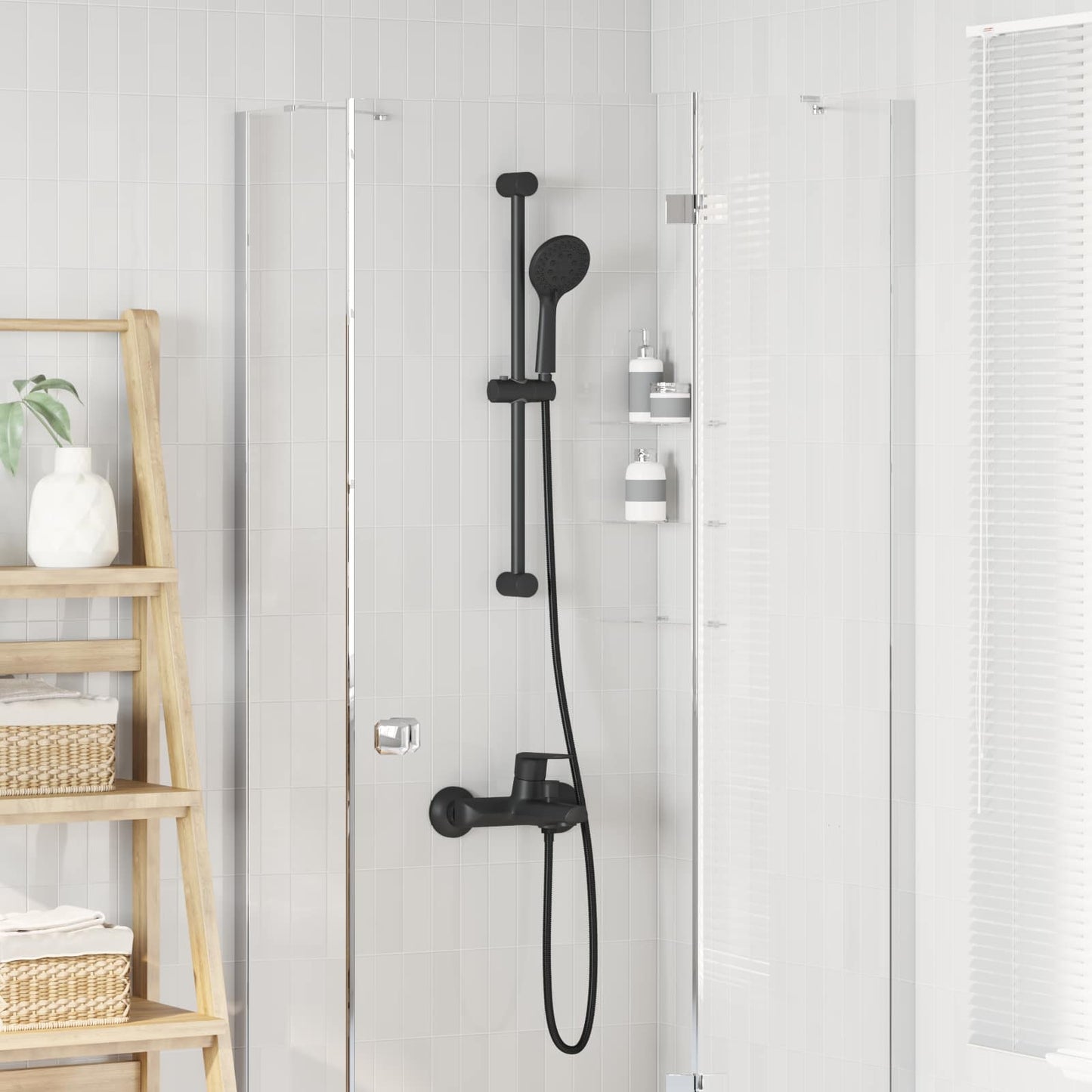 vidaXL Shower System Set Black 70 cm Stainless Steel