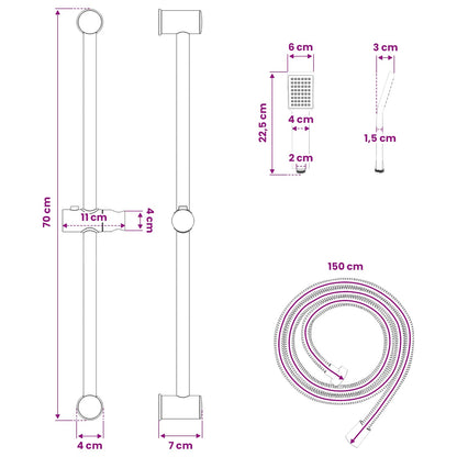 vidaXL Shower System Set Chrome 70 cm Stainless Steel