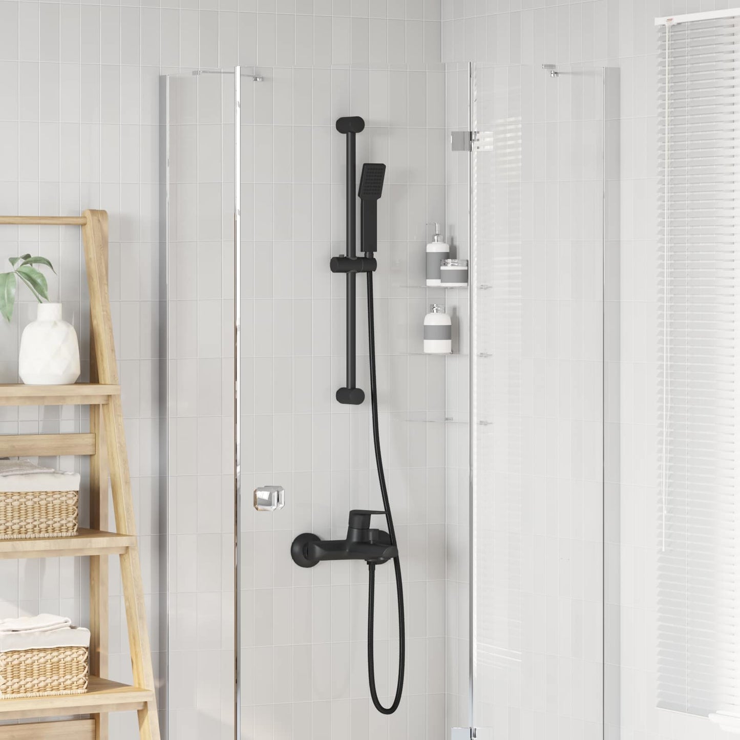 vidaXL Shower System Set Height Adjustable steel