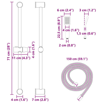 vidaXL Shower System Set Height Adjustable steel