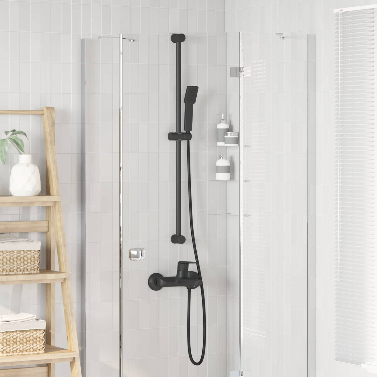 vidaXL Shower System Set Black 100 cm Stainless Steel