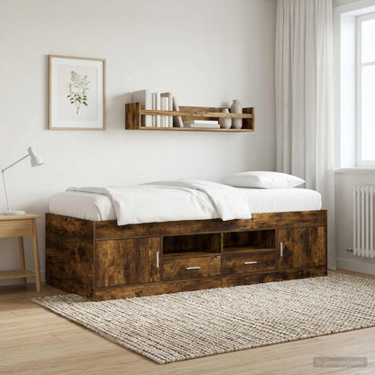 vidaXL Bed Frame with Storage Smoked Oak 80 x 200 cm Engineered Wood