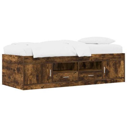 vidaXL Bed Frame with Storage Smoked Oak 80 x 200 cm Engineered Wood