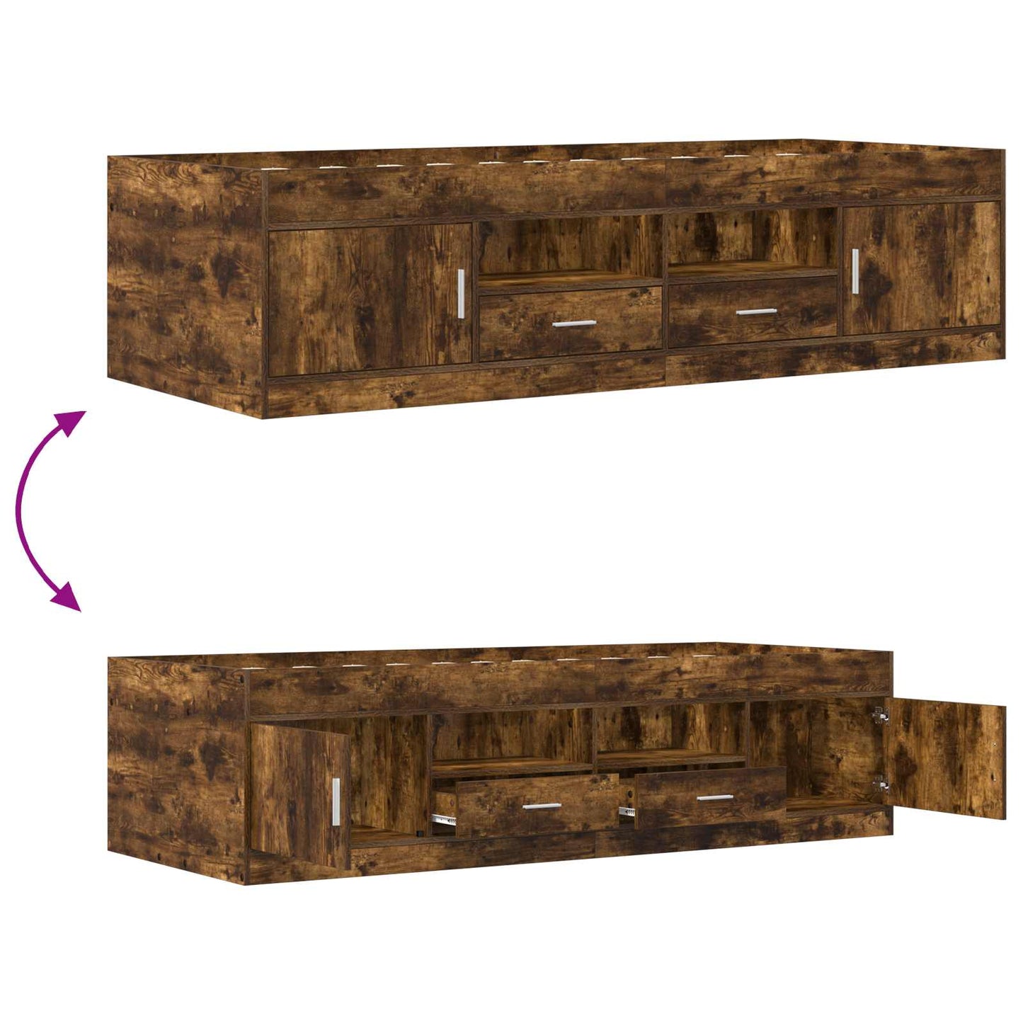 vidaXL Bed Frame with Storage Smoked Oak 80 x 200 cm Engineered Wood