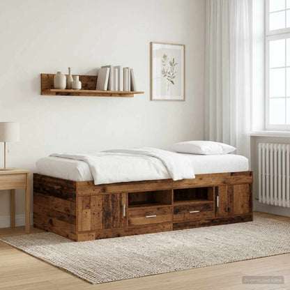 vidaXL Bed Frame with Storage Old Wood 80 x 200 cm Engineered Wood