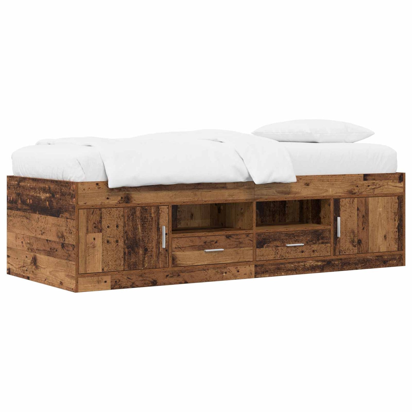 vidaXL Bed Frame with Storage Old Wood 80 x 200 cm Engineered Wood