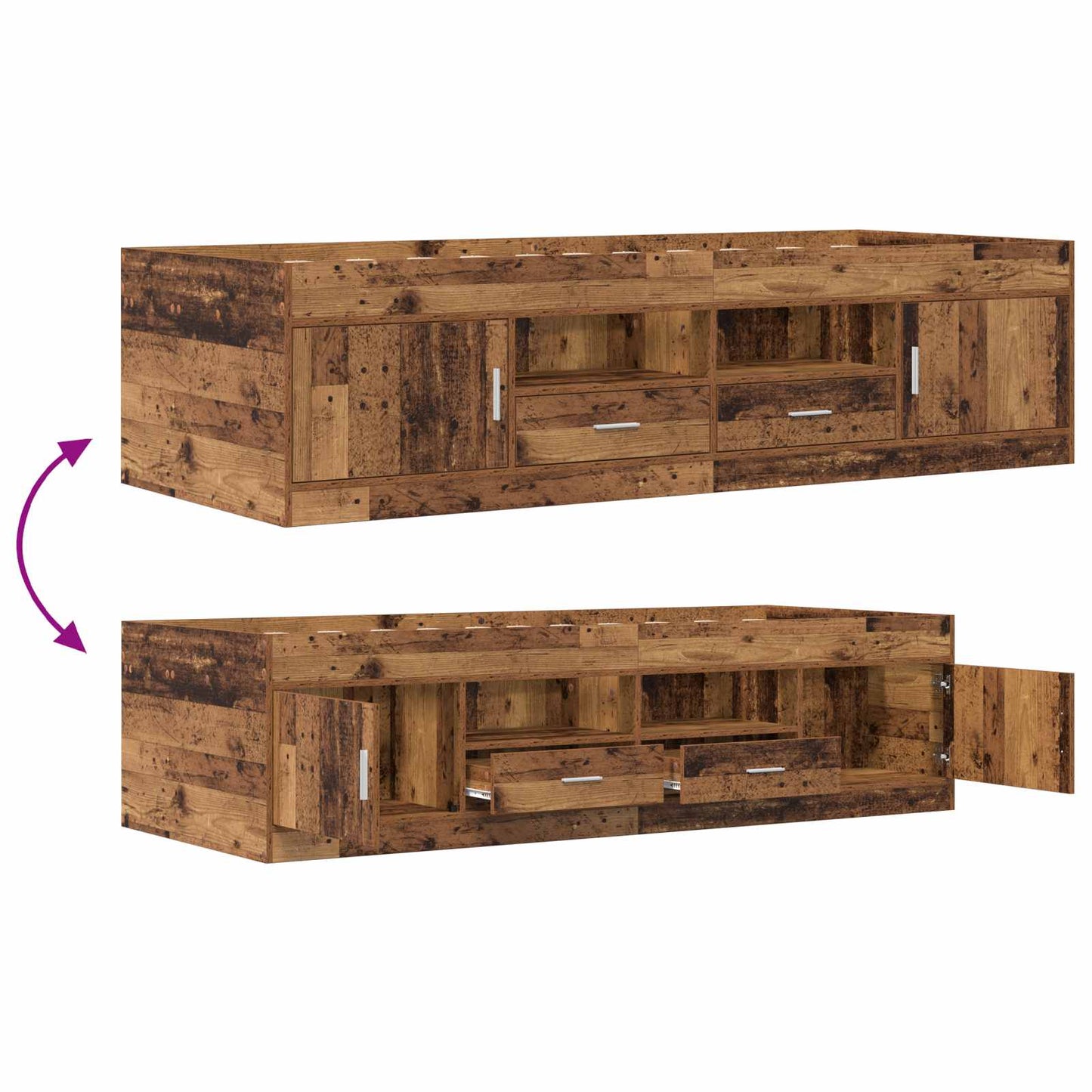vidaXL Bed Frame with Storage Old Wood 80 x 200 cm Engineered Wood