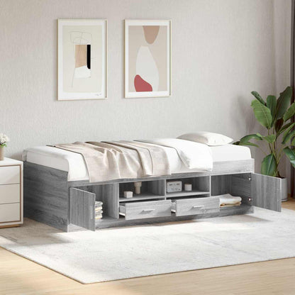 vidaXL Bed Frame with Storage Grey Sonoma 80 x 200 cm Engineered Wood