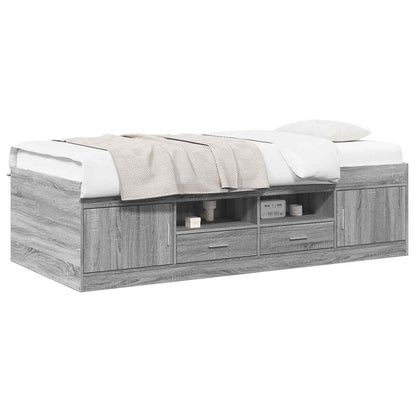 vidaXL Bed Frame with Storage Grey Sonoma 80 x 200 cm Engineered Wood