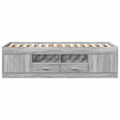 vidaXL Bed Frame with Storage Grey Sonoma 80 x 200 cm Engineered Wood