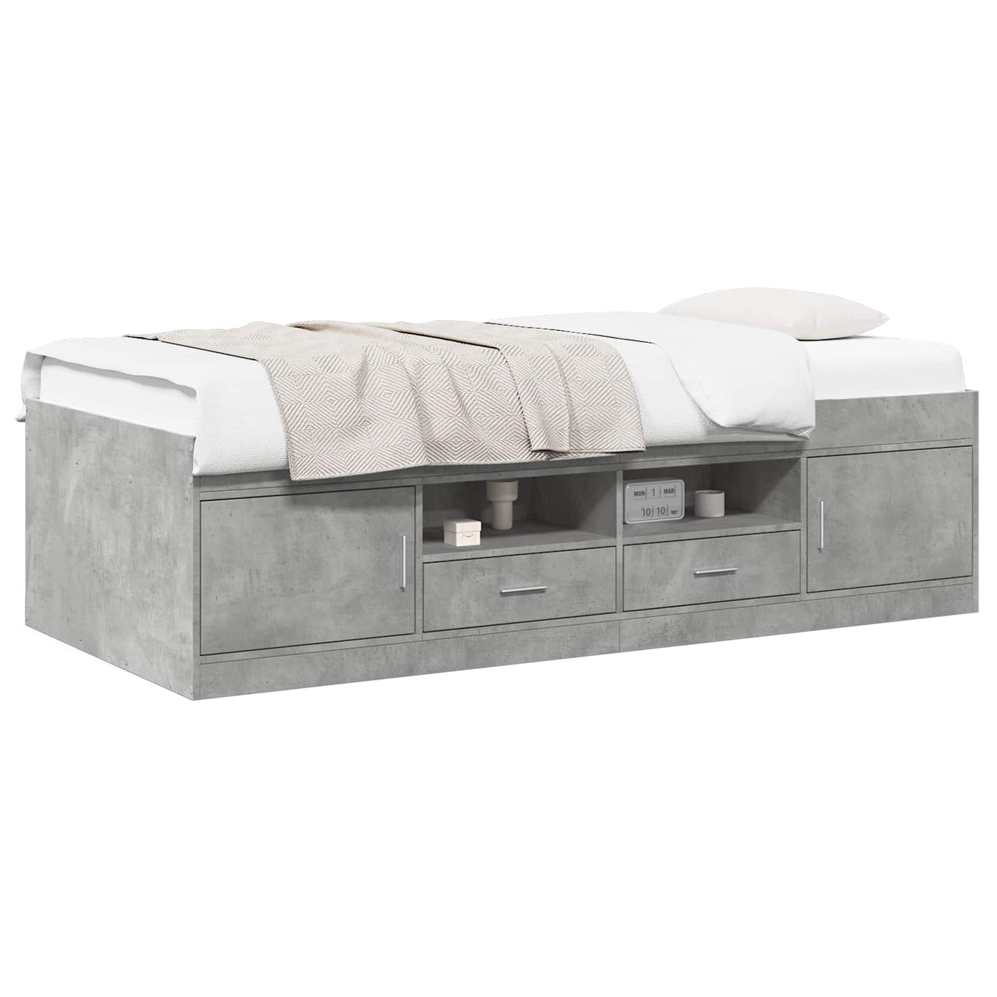 vidaXL Bed Frame with Storage with Drawer Concrete Grey 80 x 200 cm