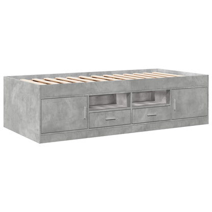 vidaXL Bed Frame with Storage with Drawer Concrete Grey 80 x 200 cm