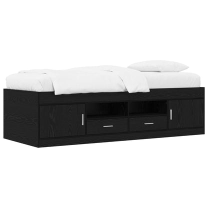 vidaXL Bed Frame with Storage Black Oak 80 x 200 cm Engineered Wood