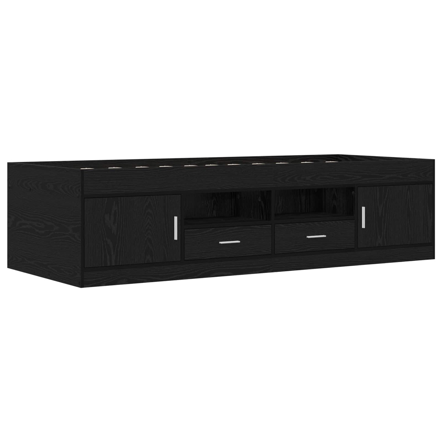 vidaXL Bed Frame with Storage Black Oak 80 x 200 cm Engineered Wood