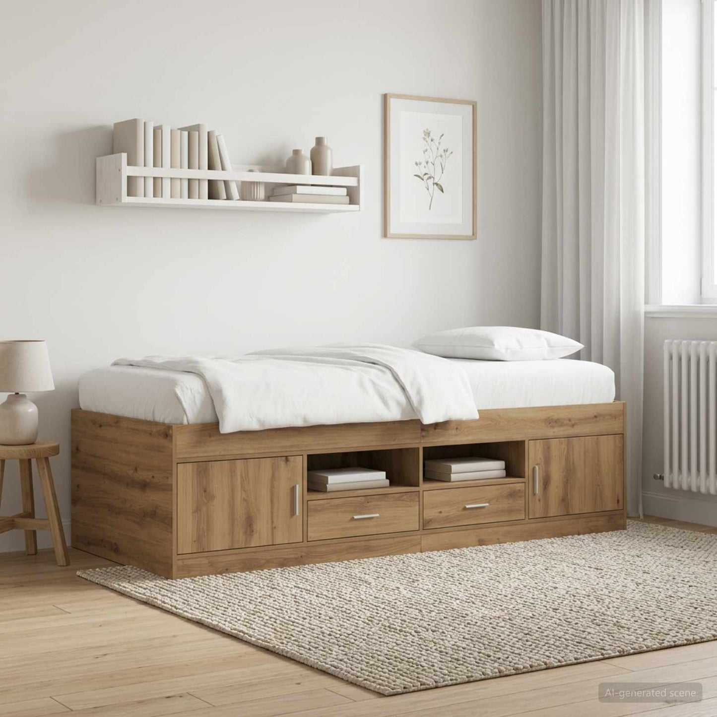 vidaXL Bed Frame with Storage Artisian Oak 80 x 200 cm Engineered Wood