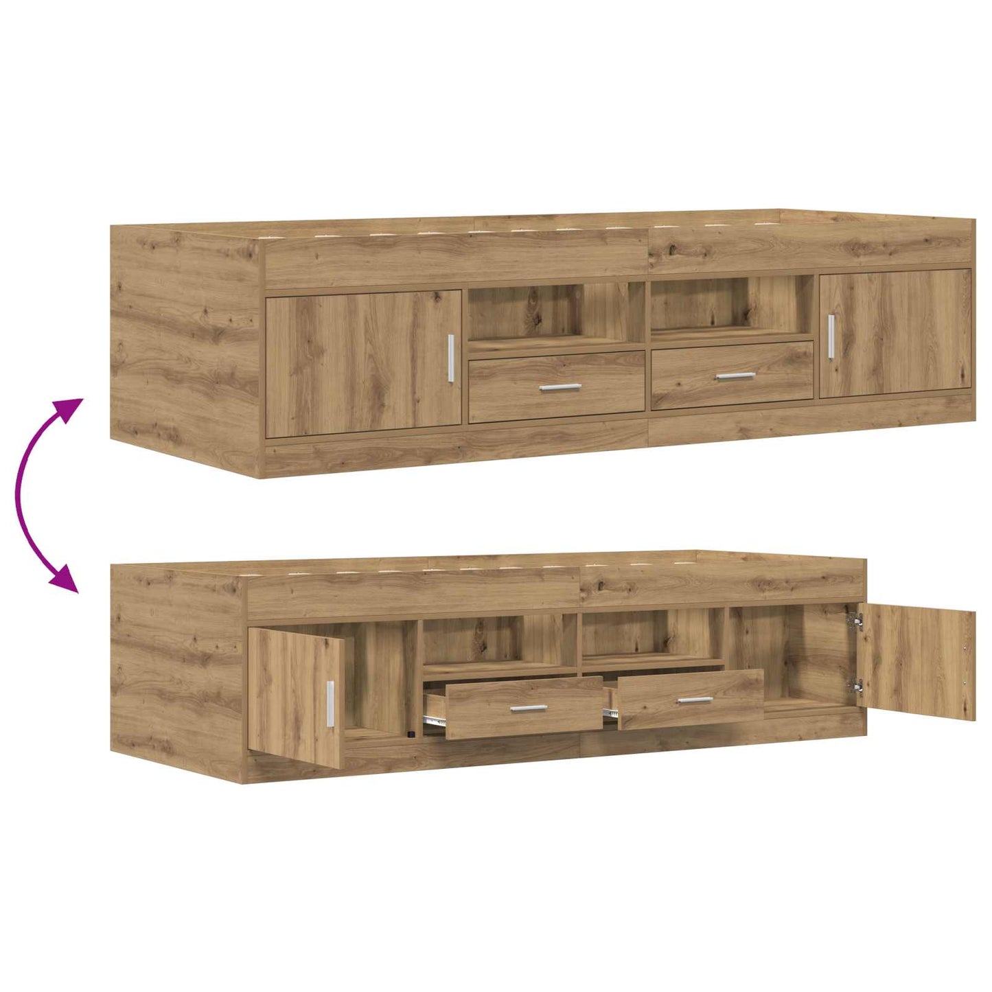 vidaXL Bed Frame with Storage Artisian Oak 80 x 200 cm Engineered Wood