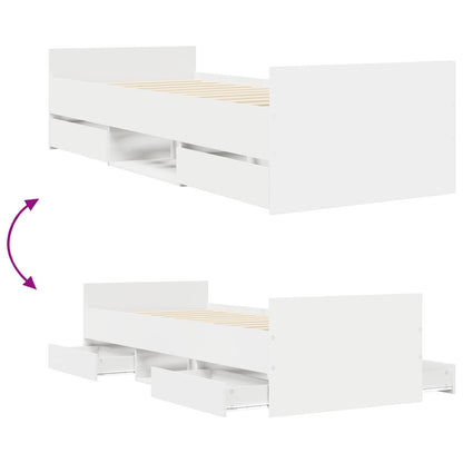 vidaXL Bed Frame with Storage White 80 x 200 cm Engineered Wood