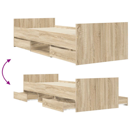 vidaXL Bed Frame with Storage Sonoma Oak 80 x 200 cm Engineered Wood