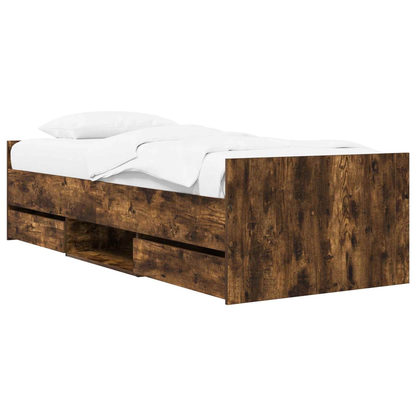 vidaXL Bed Frame with Storage Smoked Oak 80 x 200 cm Engineered Wood