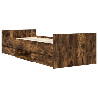 vidaXL Bed Frame with Storage Smoked Oak 80 x 200 cm Engineered Wood