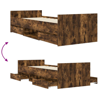 vidaXL Bed Frame with Storage Smoked Oak 80 x 200 cm Engineered Wood