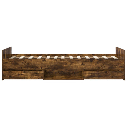 vidaXL Bed Frame with Storage Smoked Oak 80 x 200 cm Engineered Wood