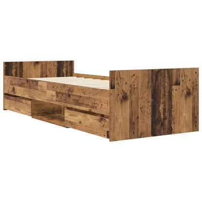 vidaXL Bed Frame with Storage Old Wood 80 x 200 cm Engineered Wood