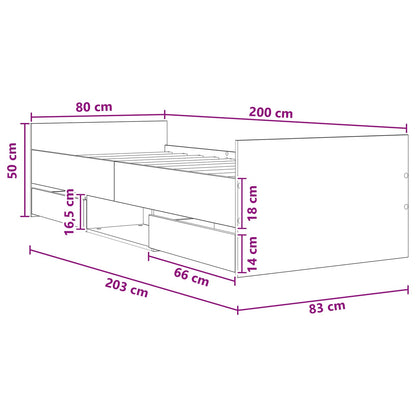 vidaXL Bed Frame with Storage Old Wood 80 x 200 cm Engineered Wood