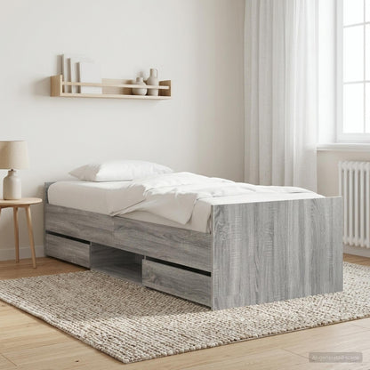 vidaXL Bed Frame with Drawer with Storage Grey Sonoma Engineered Wood