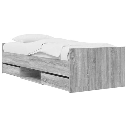 vidaXL Bed Frame with Storage Grey Sonoma 80 x 200 cm Engineered Wood