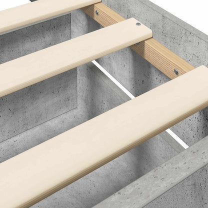 vidaXL Bed Frame with Drawer Concrete Grey Engineered Wood