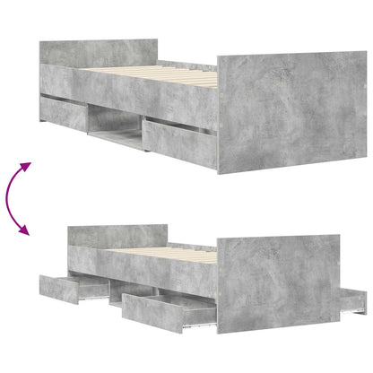 vidaXL Bed Frame with Storage Concrete Grey 80 x 200 cm