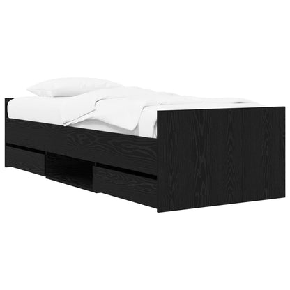 vidaXL Bed Frame with Storage Black Oak 80 x 200 cm Engineered Wood