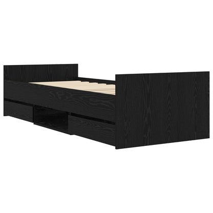 vidaXL Bed Frame with Storage Black Oak 80 x 200 cm Engineered Wood