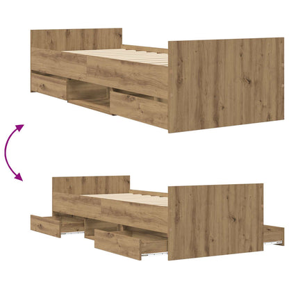 vidaXL Bed Frame with Storage Artisian Oak 80 x 200 cm Engineered Wood
