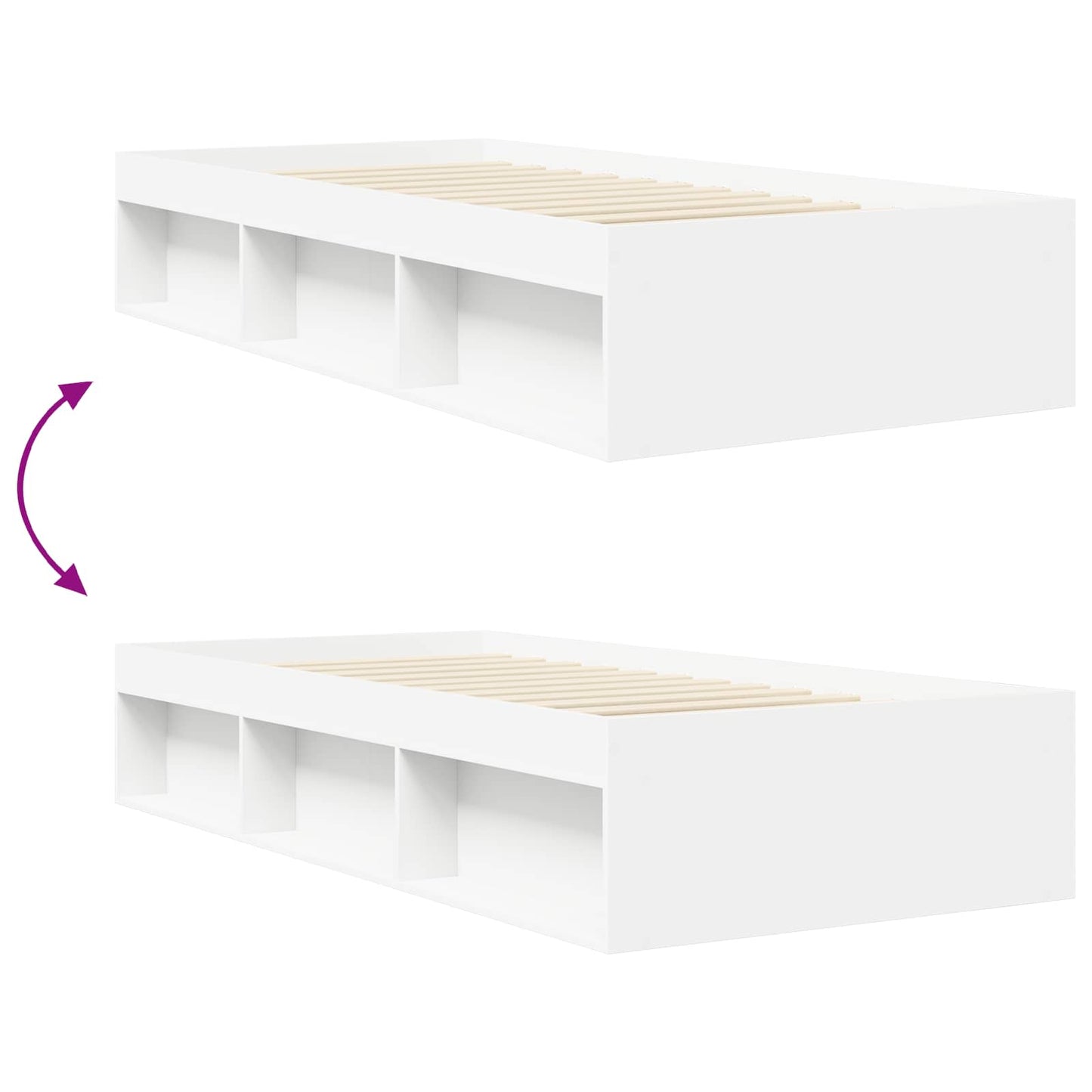 vidaXL Bed Frame with Storage White 80 x 200 cm Engineered Wood
