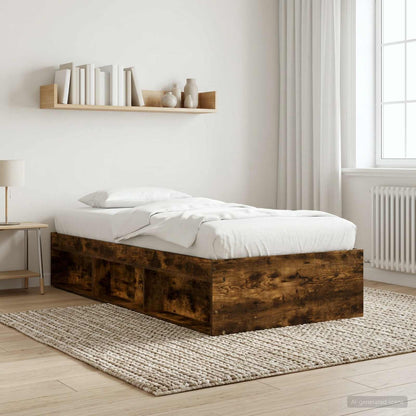 vidaXL Bed Frame with Storage Smoked Oak 80 x 200 cm Engineered Wood