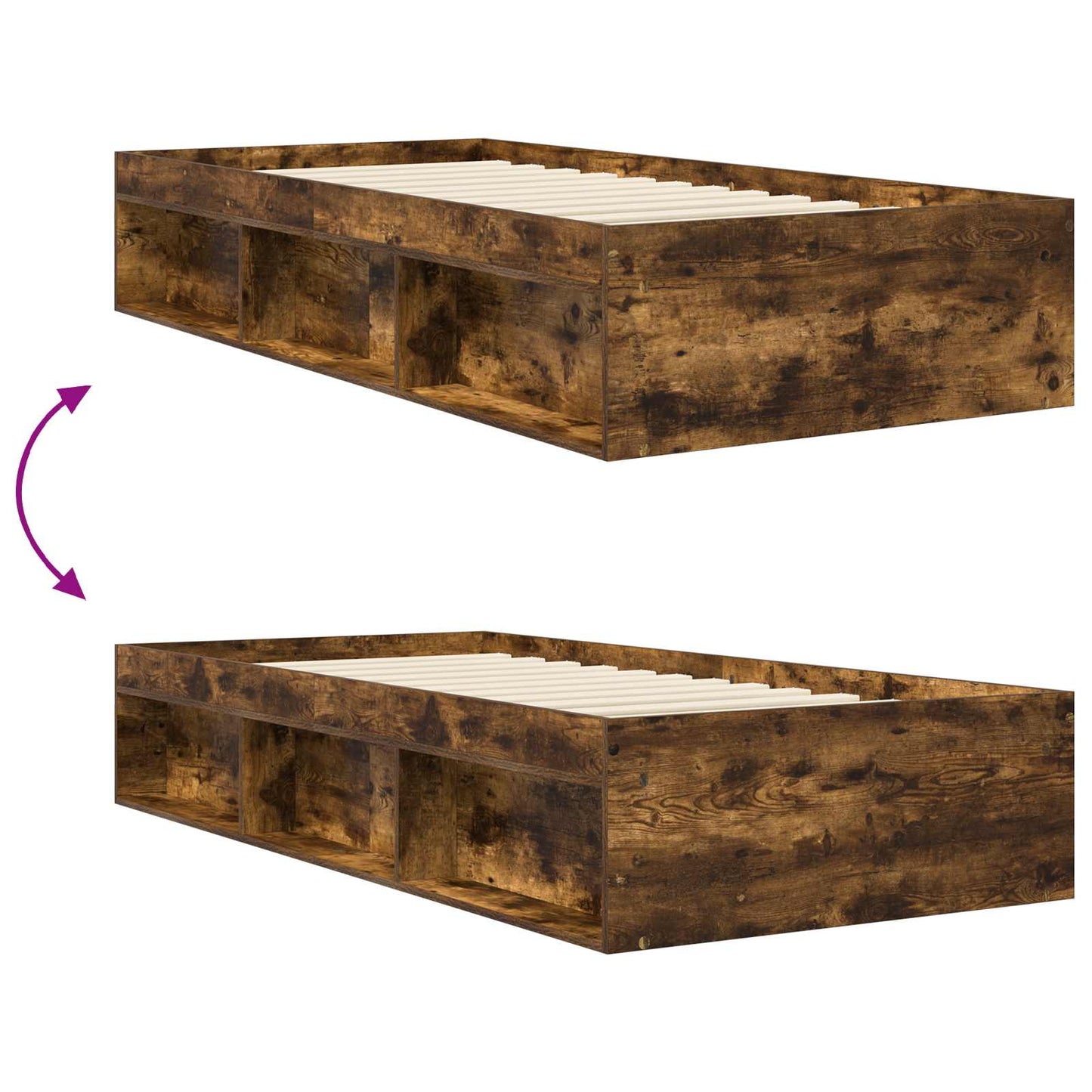 vidaXL Bed Frame with Storage Smoked Oak 80 x 200 cm Engineered Wood