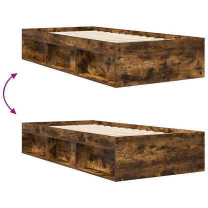 vidaXL Bed Frame with Storage Smoked Oak 80 x 200 cm Engineered Wood