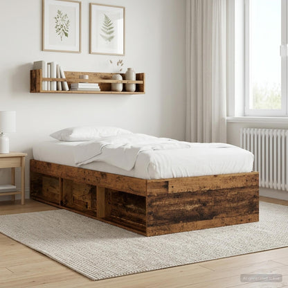 vidaXL Bed Frame with Storage Old Wood 80 x 200 cm Engineered Wood