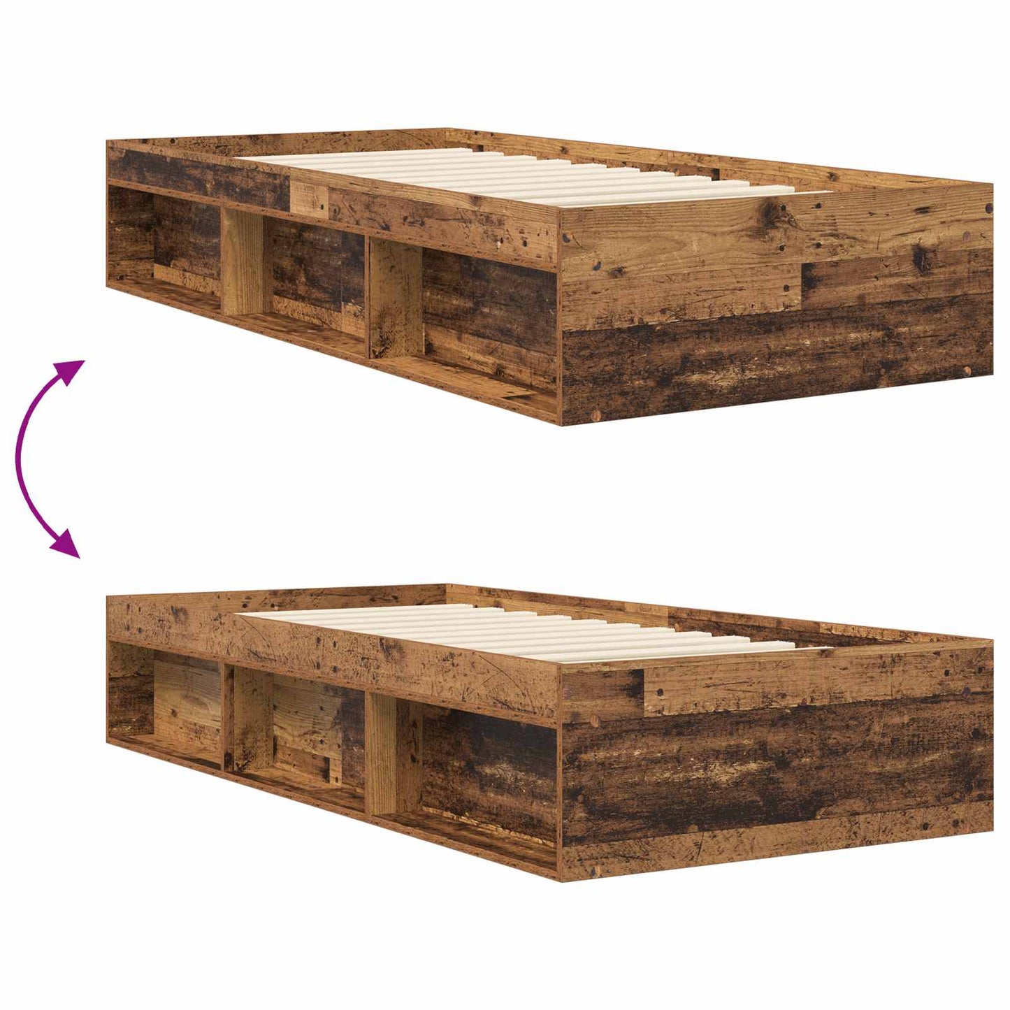 vidaXL Bed Frame with Storage Old Wood 80 x 200 cm Engineered Wood
