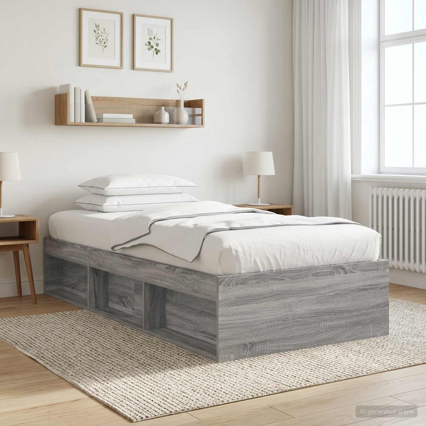 vidaXL Bed Frame with Storage Grey Sonoma 80 x 200 cm Engineered Wood
