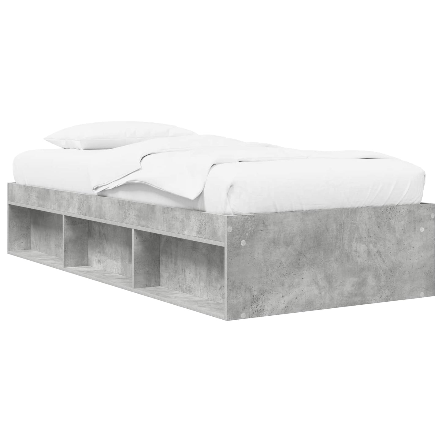 vidaXL Bed Frame with Storage with Shelf Concrete Grey 80 x 200 cm