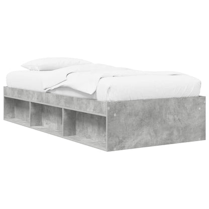 vidaXL Bed Frame with Storage with Shelf Concrete Grey 80 x 200 cm