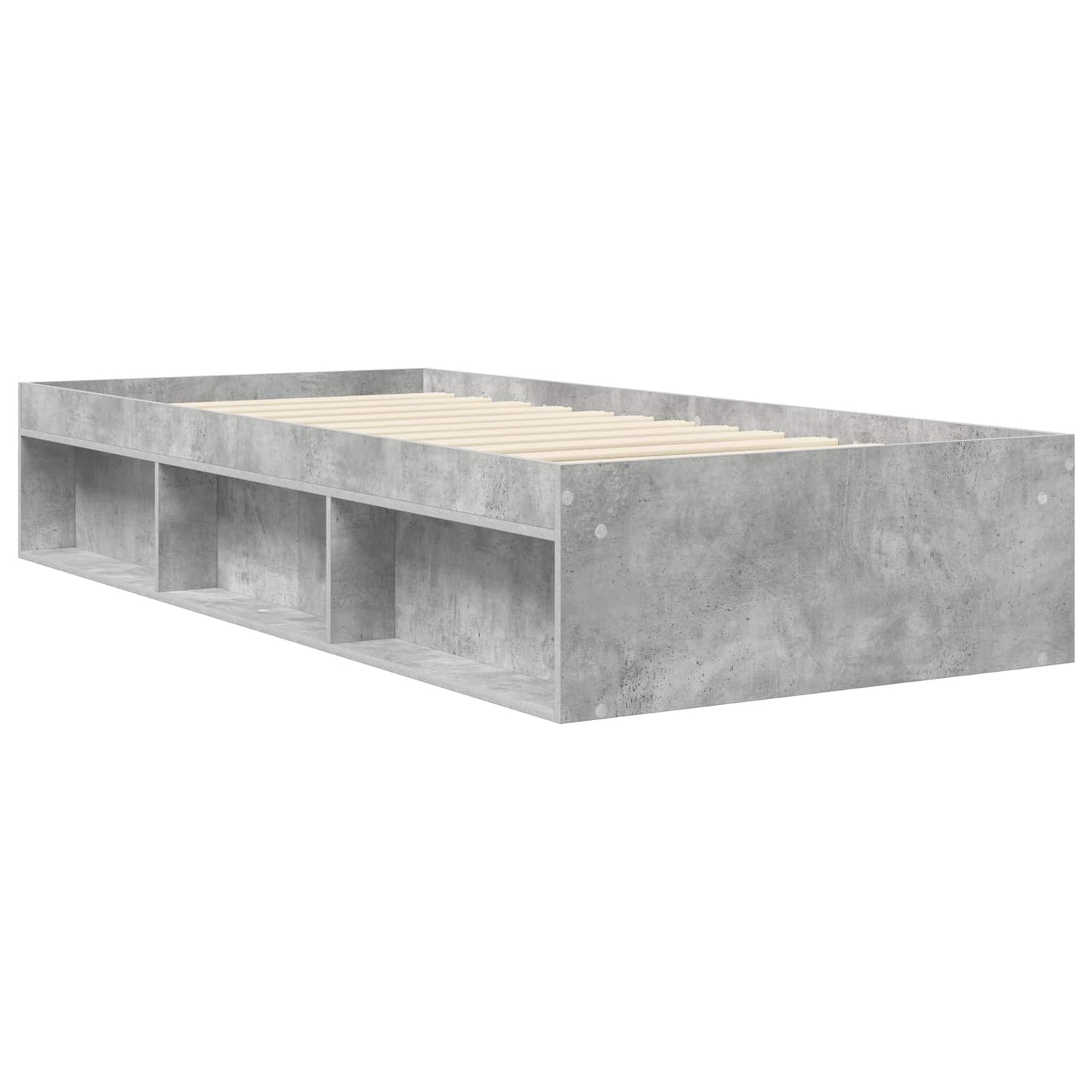 vidaXL Bed Frame with Storage with Shelf Concrete Grey 80 x 200 cm